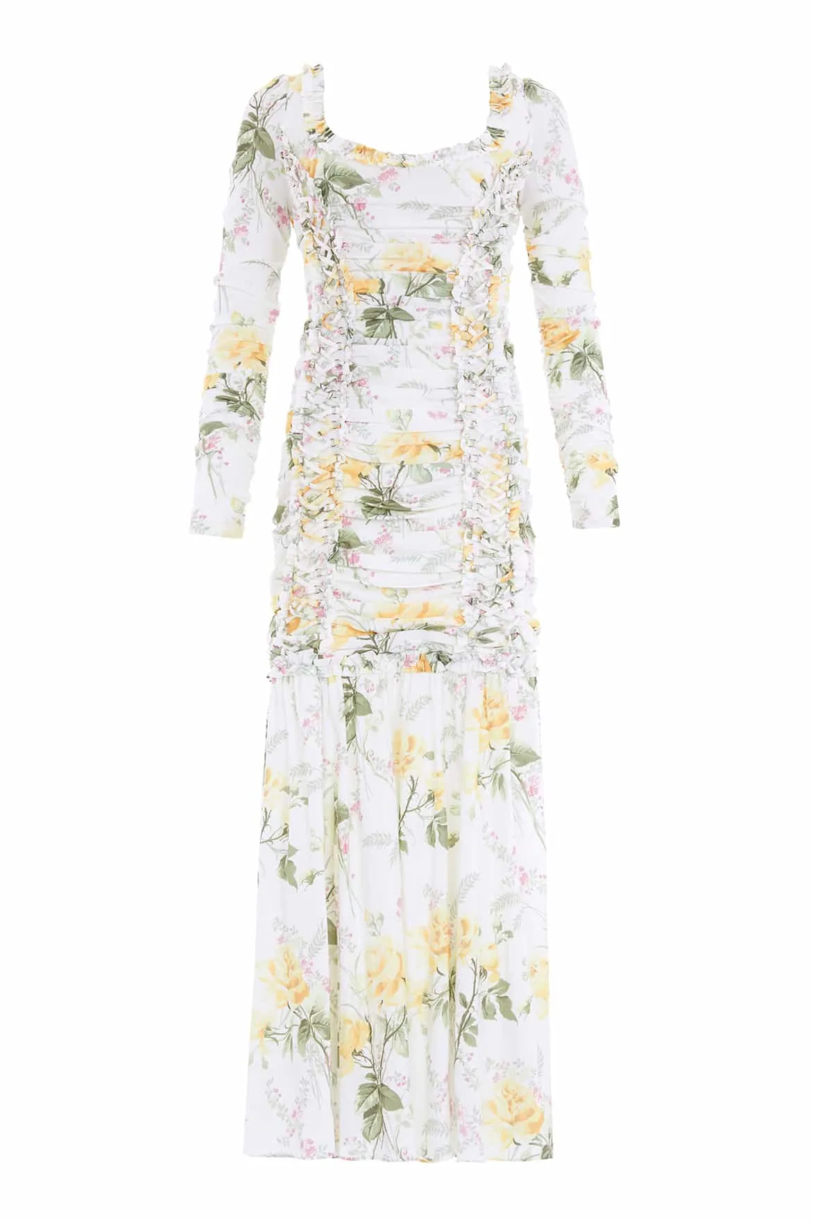 Rose Crepe Long Sleeve Gown