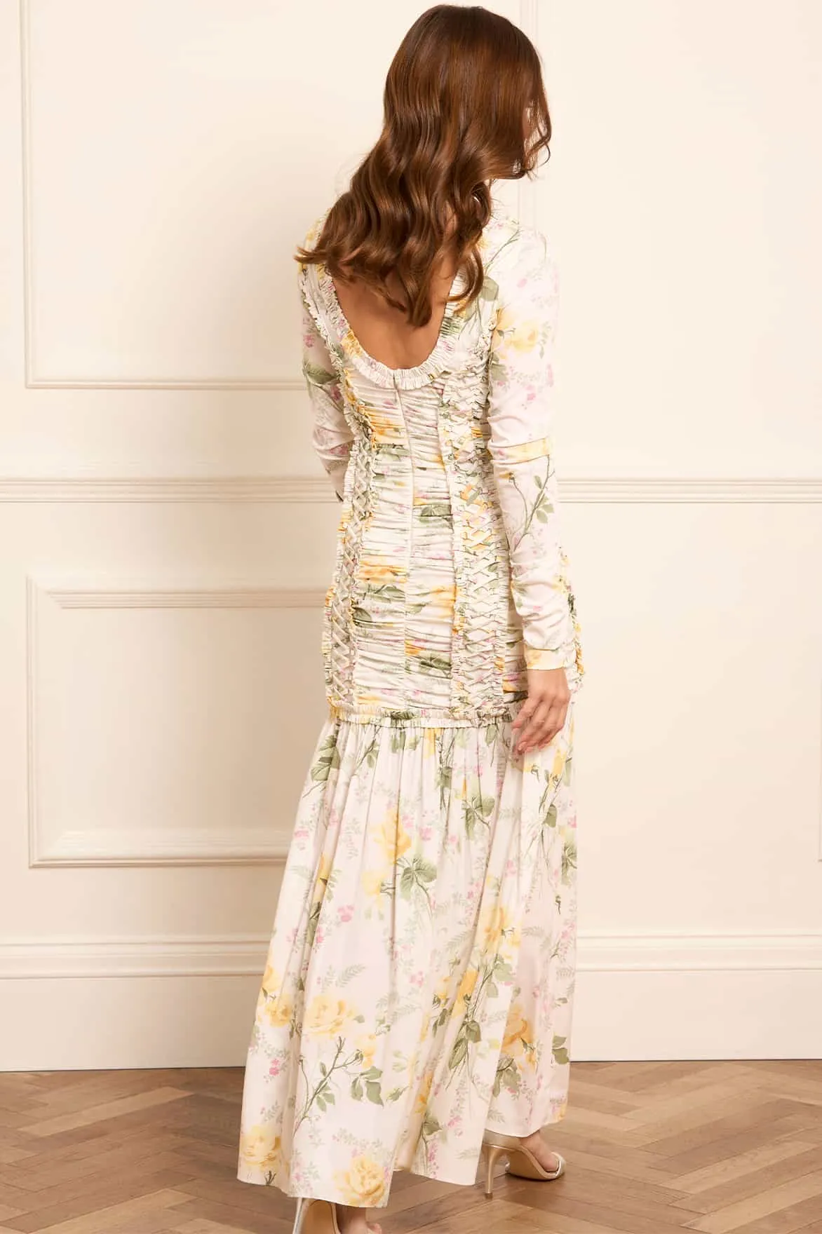 Rose Crepe Long Sleeve Gown