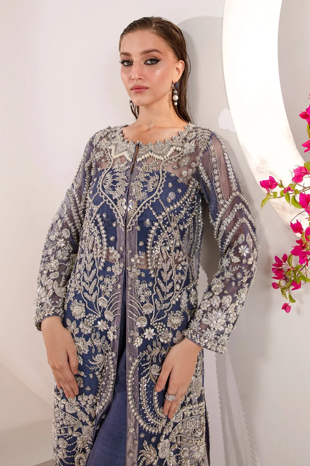 Royal Blue Heavily Embellished Pakistani Wedding Wear Kameez Sharara