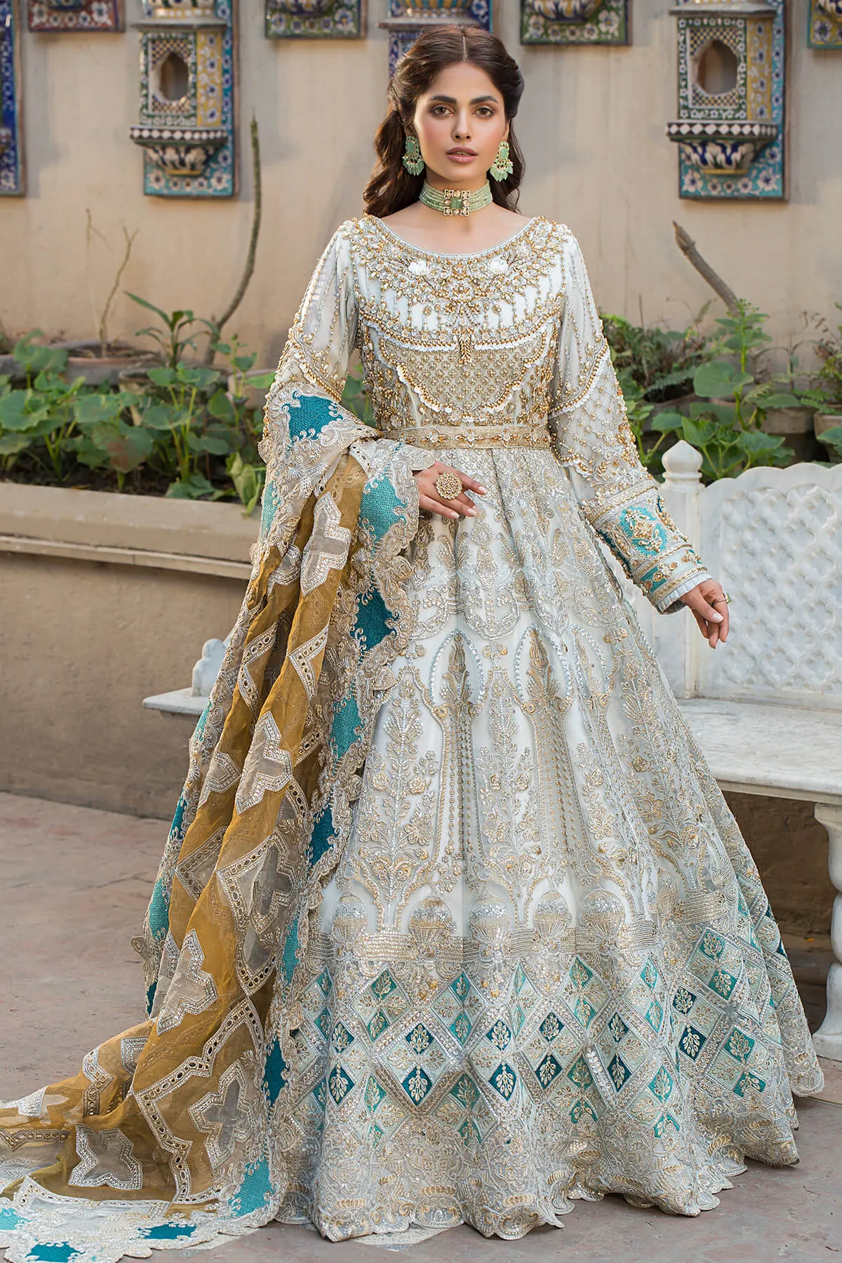 Royal Pishwas Frock Embellished Pakistani Wedding Dress
