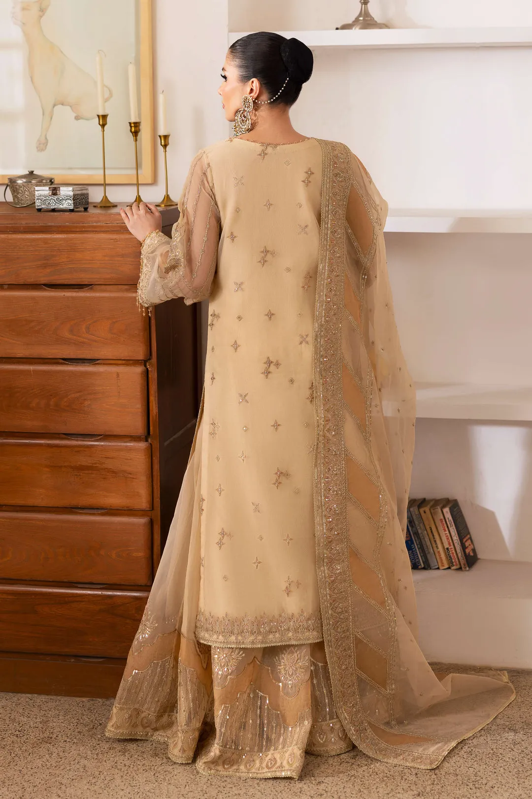 Royal Porcelain Skin Embroidered Pakistani Wedding Dress Sharara Kameez