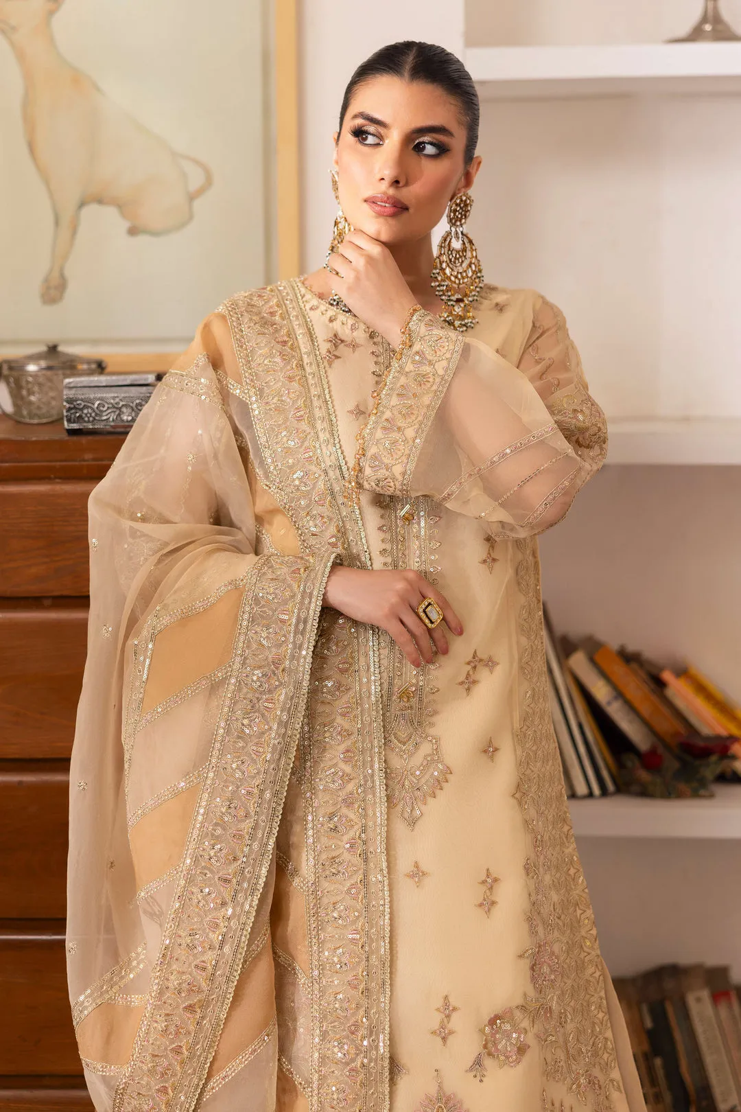 Royal Porcelain Skin Embroidered Pakistani Wedding Dress Sharara Kameez