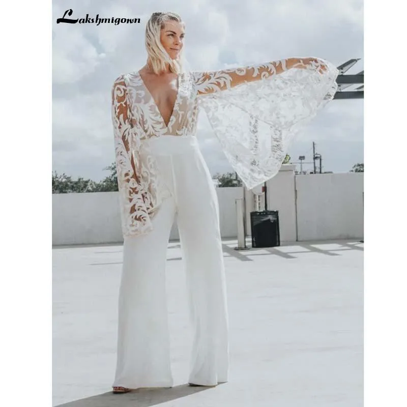 Roycebridal Chiffon Bohemian Lace Wedding Dress A Line Lace Bridal Gowns