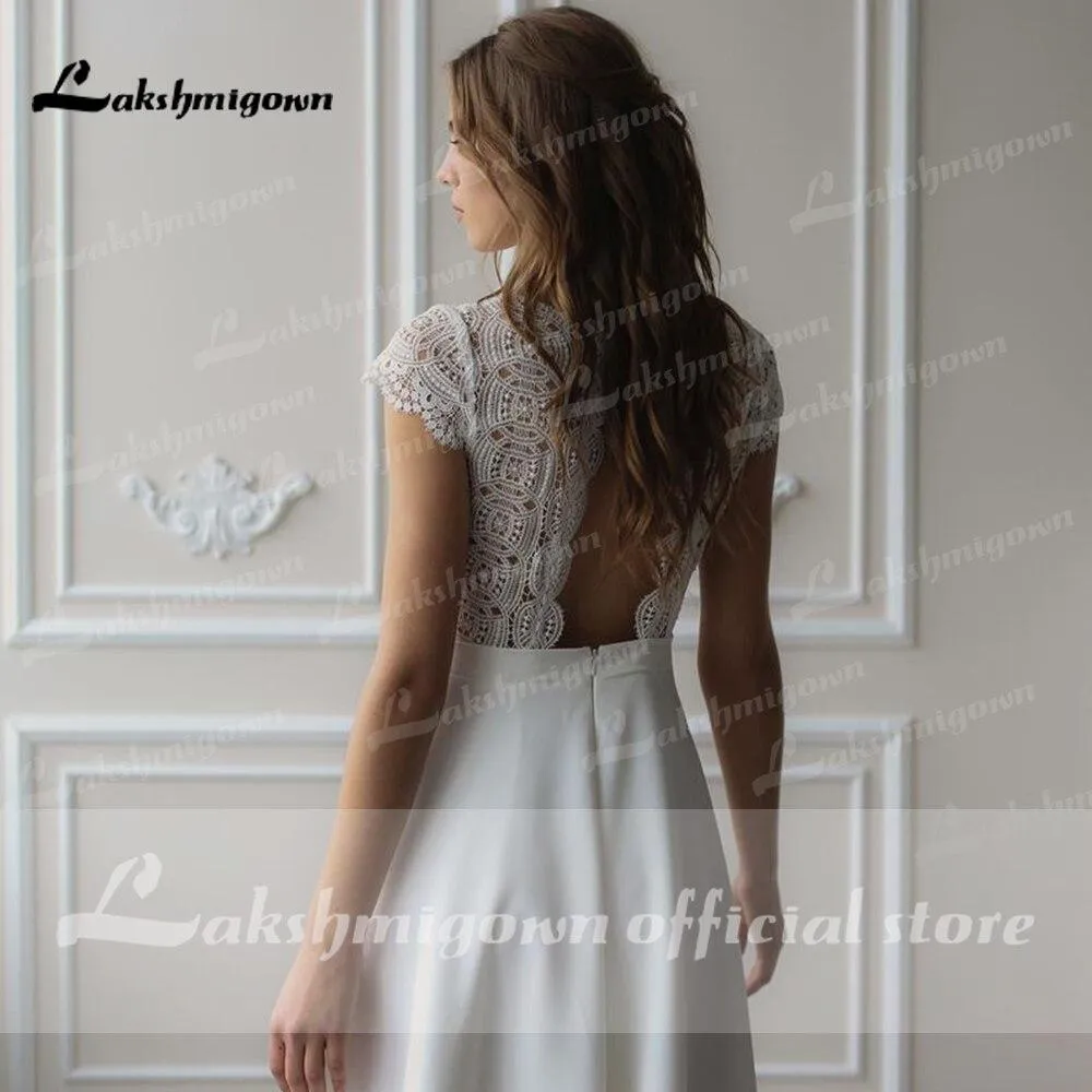 Roycebridal Lace O Neck Simple Floor Length Wedding Dresses