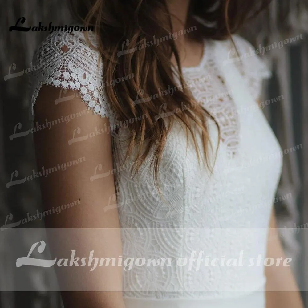 Roycebridal Lace O Neck Simple Floor Length Wedding Dresses