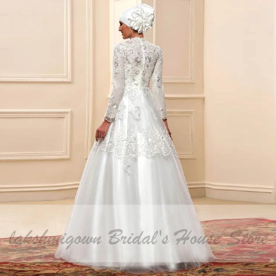 Roycebridal Long Sleeve Wedding Dress Glitter Lace Dubai Bridal Dresses