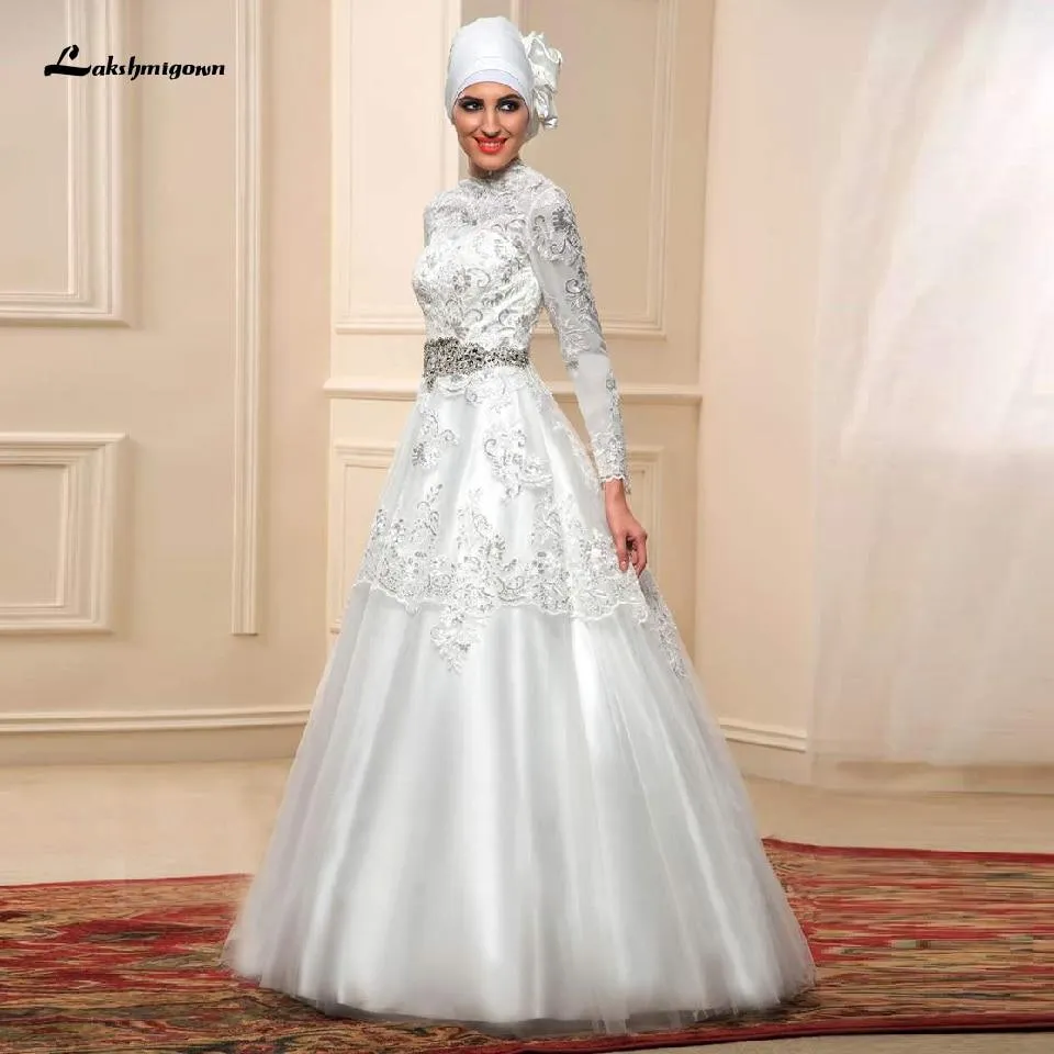 Roycebridal Long Sleeve Wedding Dress Glitter Lace Dubai Bridal Dresses