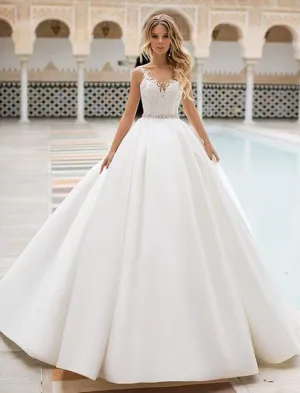 Roycebridal Wedding Dress Lace Appliques Satin Bridal Dress