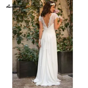 Roycebridal Western Country Wedding Dresses  Lace Chiffon Modest Long Bohemian Bridal Gowns Plus Size Robe de mariée en dentelle