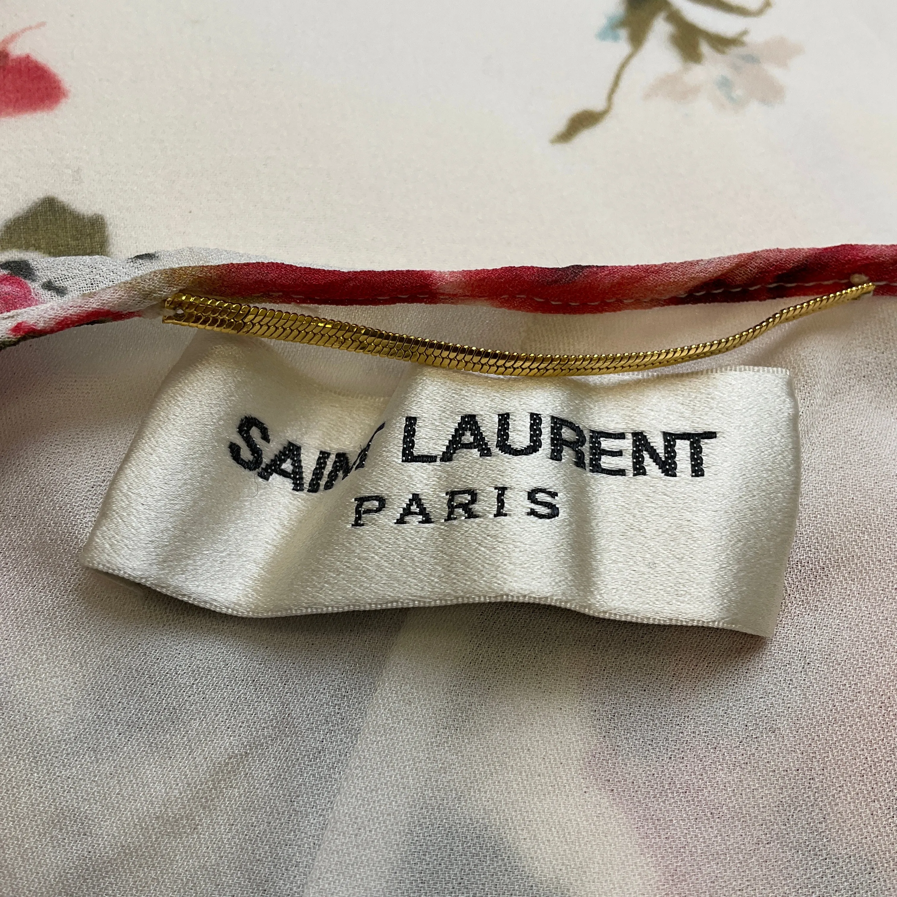 Saint Laurent Ivory Multi Runway 2016 Rose Anglaise Shell Rose Silk Maxi Dress