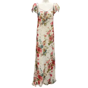 Saint Laurent Ivory Multi Runway 2016 Rose Anglaise Shell Rose Silk Maxi Dress