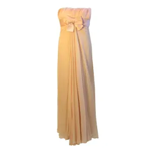 SARMI Circa 1960s Blush Pink Chiffon Gown, Feathers at Bust