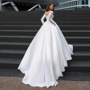Satin Dress Long Sleeve Wedding Gowns