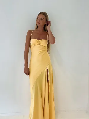 Satin Evening Dress With Slit