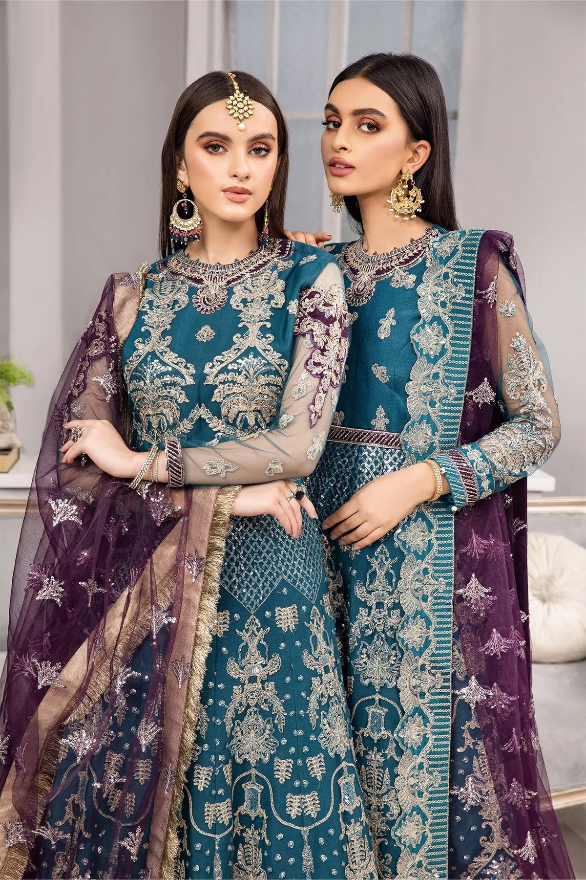 Sea Green Heavily Embellished Pakistani Maxi Style Wedding Dress
