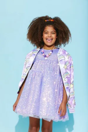 Sequin Daisy Puff Sleeve Dress