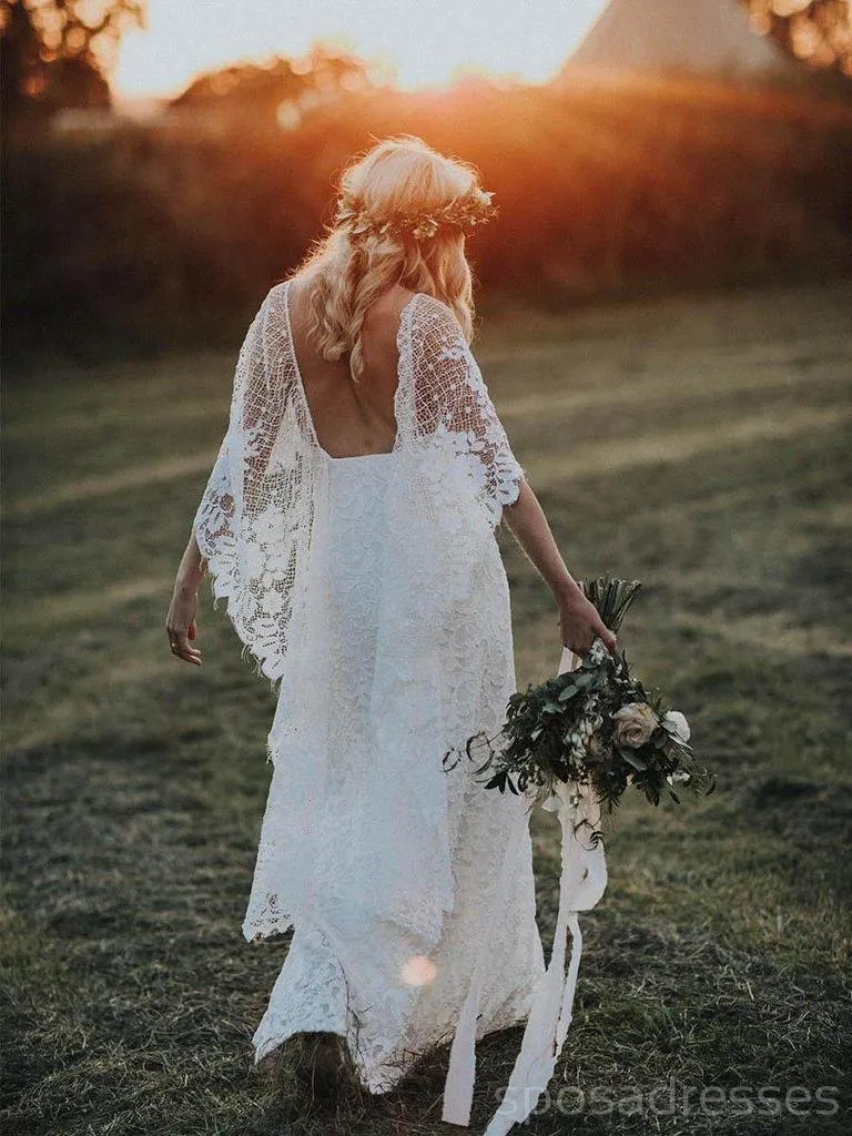Sexy Backless Lace Mermaid Side Slit Sexy Wedding Dresses Online, Cheap Lace Bridal Dresses, WD472