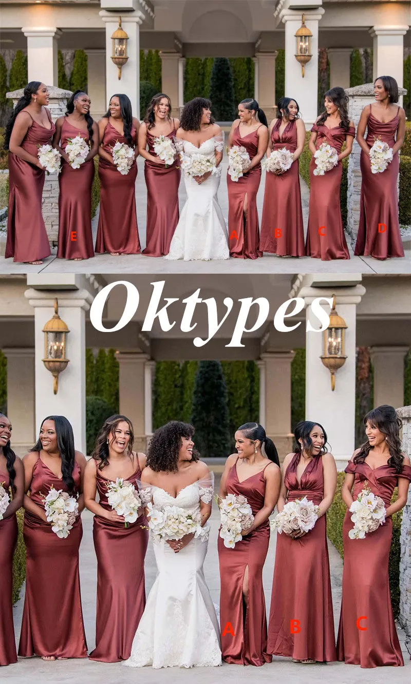 Sexy Mismatched Soft Satin Mermaid Floor Length Bridesmaid Dresses, BDS0339
