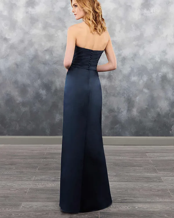 Sexy Navy Blue Sheath Bridesmaid Dresses Sweetheart Long Satin Party Gowns