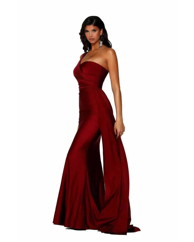 Sexy One Shoulder Bridesmaid Dresses Mermaid Honor of Maid Bride Silk Like Satin Dress for Girls