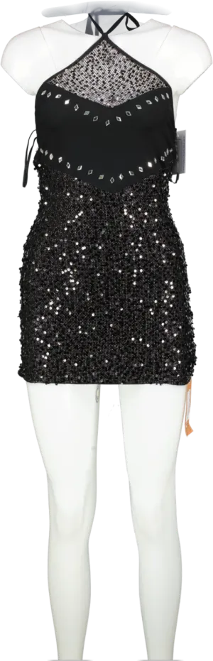 SHEIN Black Sequin Mini Dress UK XS
