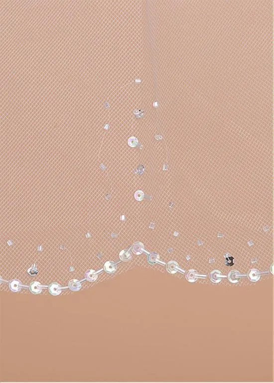 Shinning Tulle Double Layer Short Wedding Veil With Beading ,WV0124