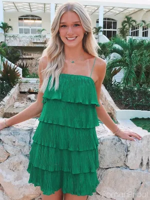 Simple Spaghetti Strap Sleeveless Chiffon Short A-line Homecoming Dresses For Party Online, HD0819