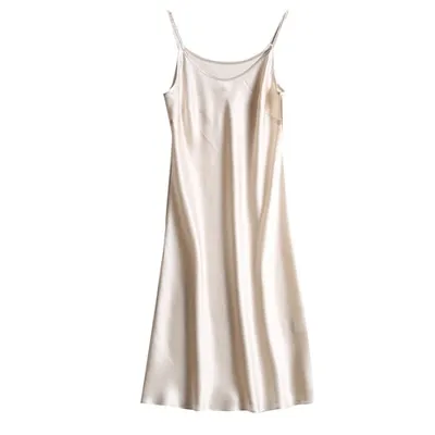 SuyaDream Frauen Seide Sleepdress 100% ECHT Silk Satin Spaghetti Strap Lange Nachthemden 2020 Sommer Neue Hause Kleider