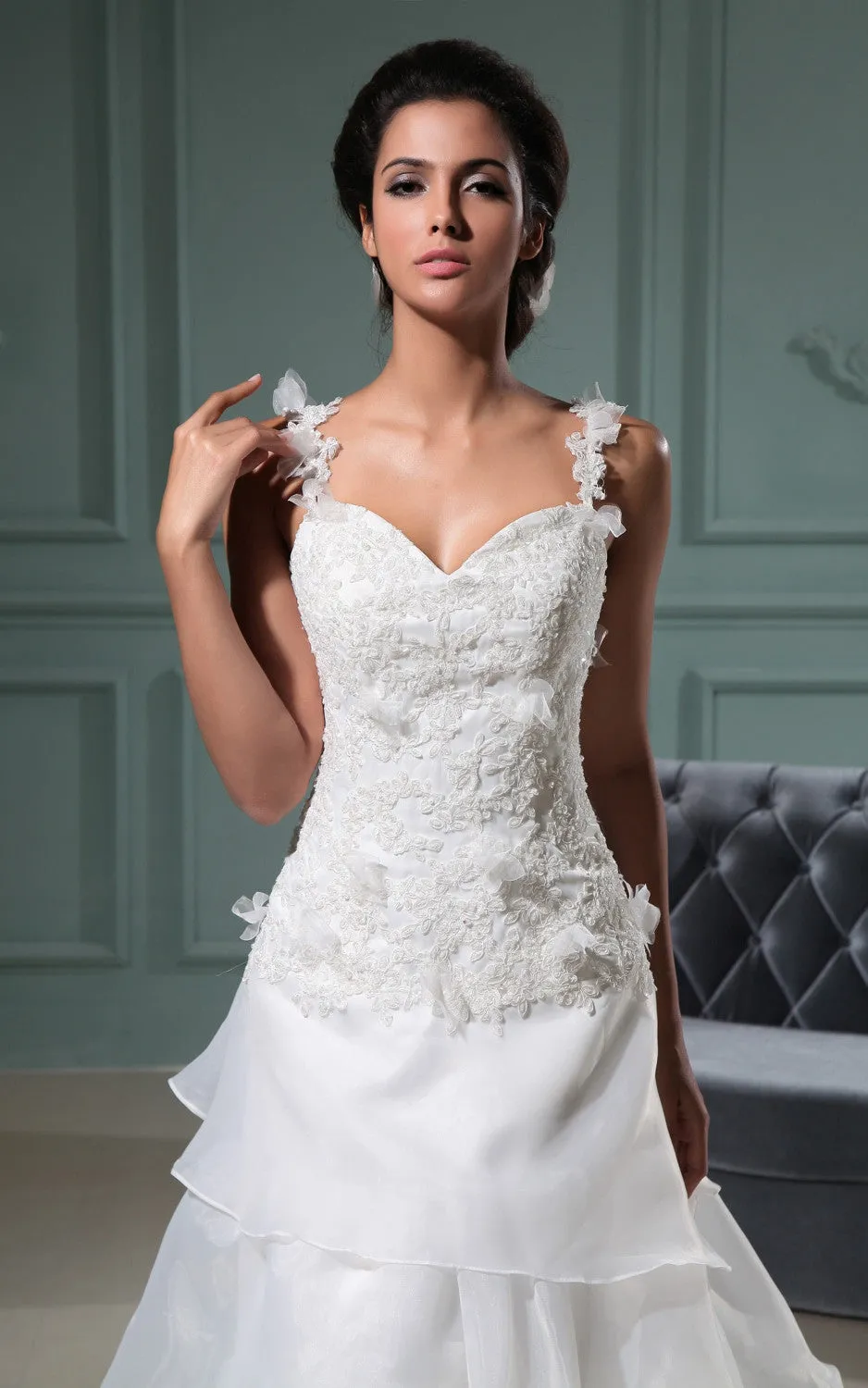 Sweetheart Sleeveless Slited Gown With Spaghetti Straps And Ruffles-GC_705049