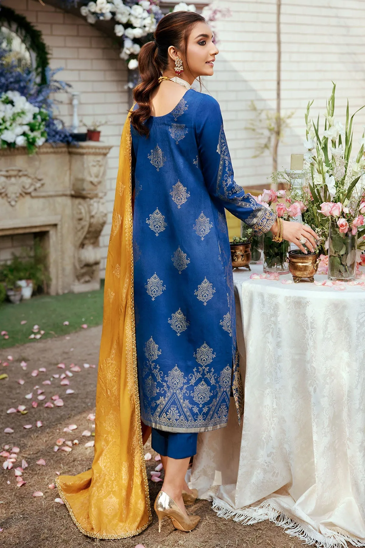 Teal Blue Pakistani Embroidered Kameez Trousers Eid Dress