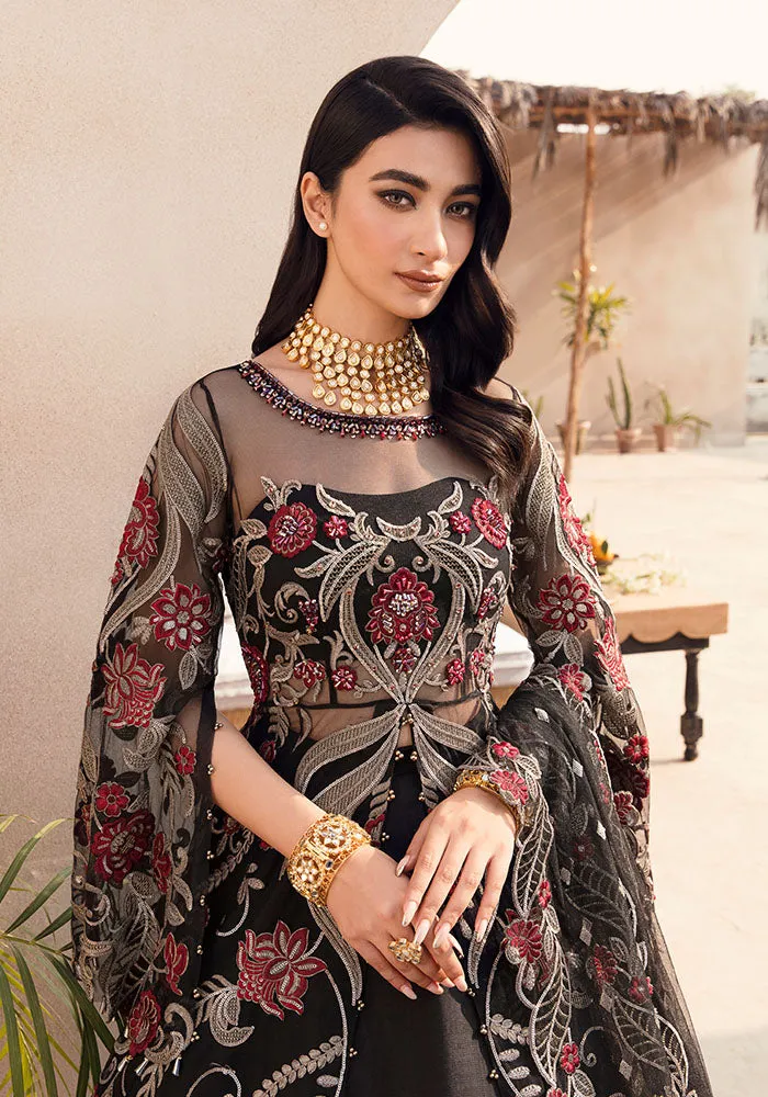 Traditional Pakistani Black Gown Embroidered Lehenga Party Dress