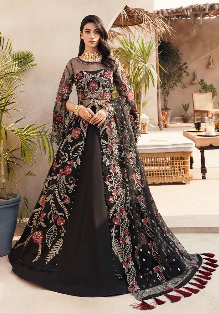 Traditional Pakistani Black Gown Embroidered Lehenga Party Dress