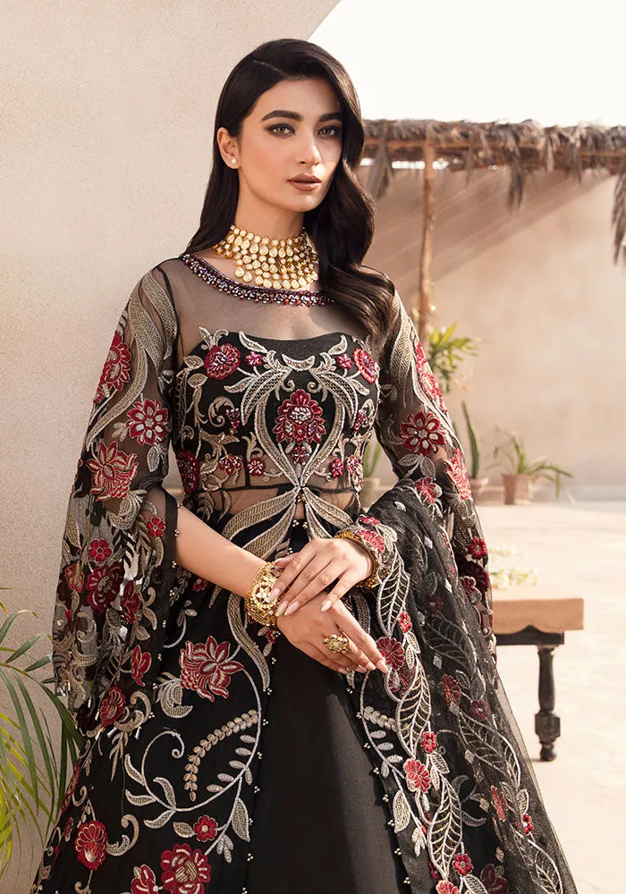 Traditional Pakistani Black Gown Embroidered Lehenga Party Dress