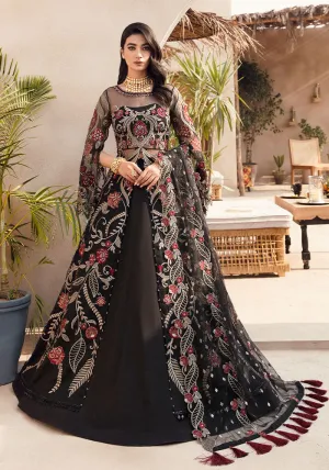 Traditional Pakistani Black Gown Embroidered Lehenga Party Dress