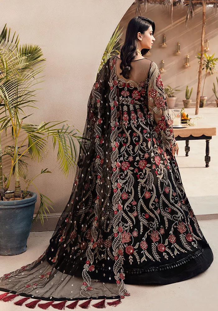 Traditional Pakistani Black Gown Embroidered Lehenga Party Dress