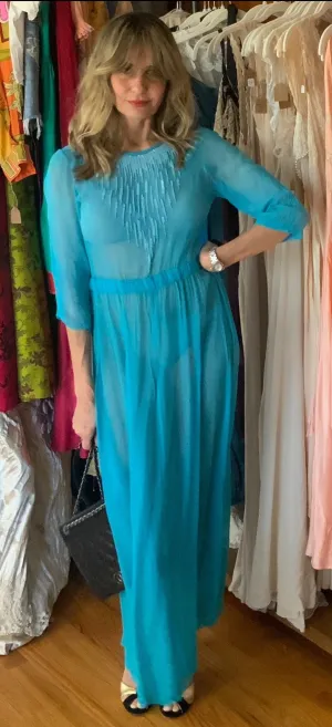 Turquoise Sheer Dress - 30s