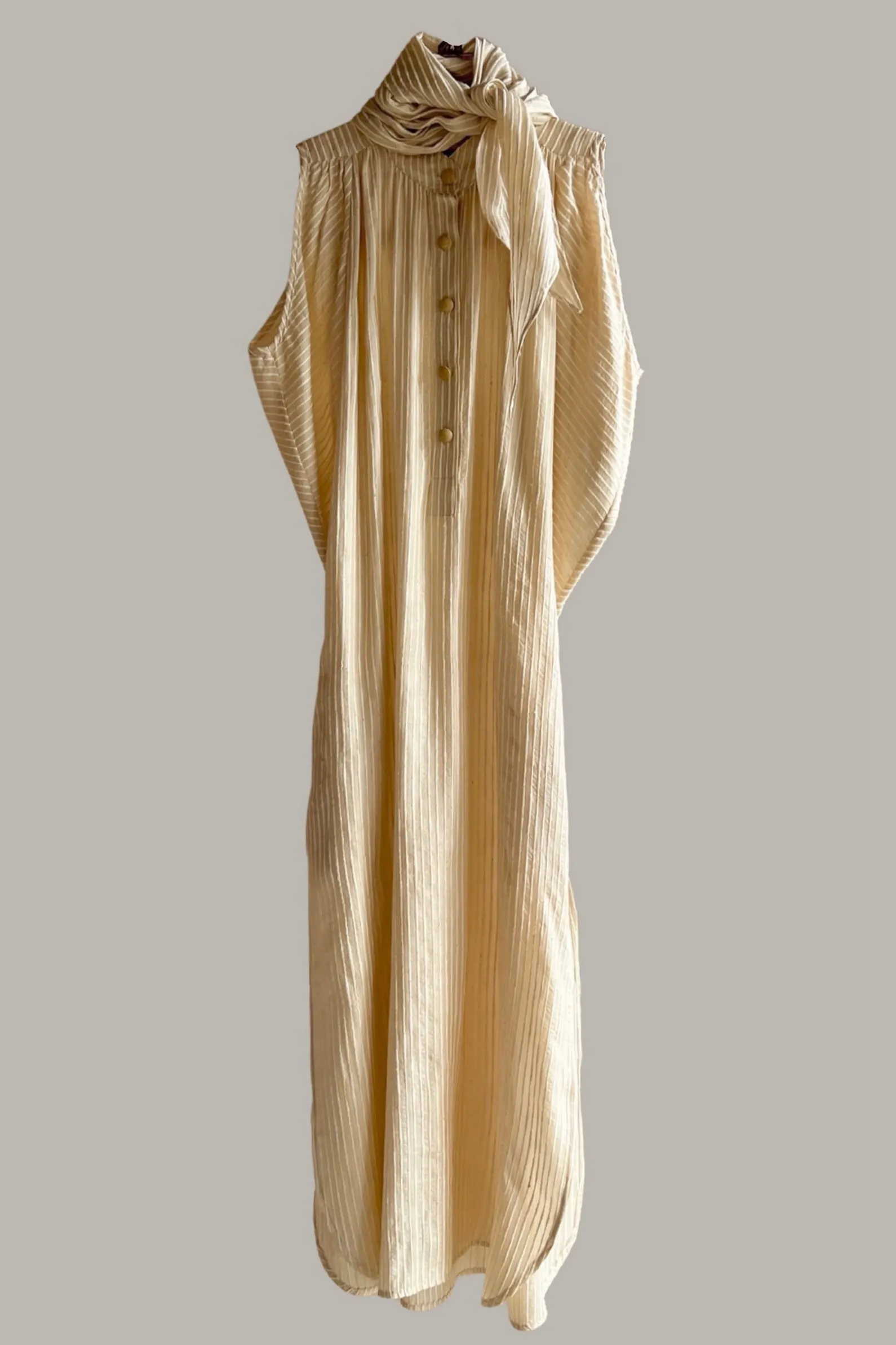 Verlaine Gown Raw Silk Tussah Shell Stripe limited Edition