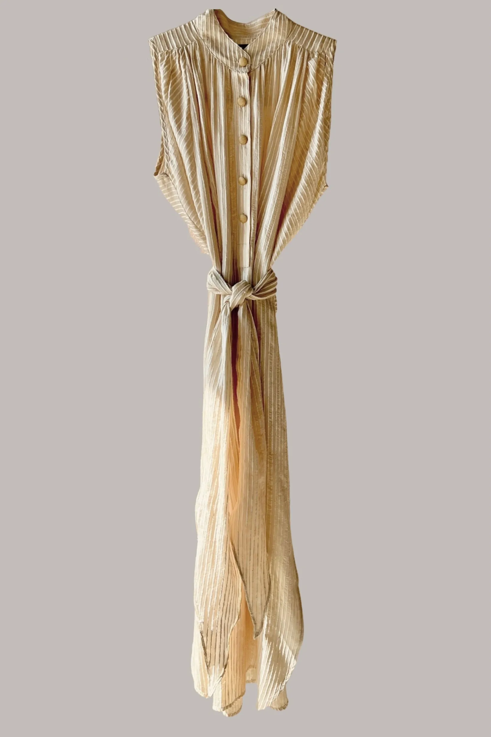 Verlaine Gown Raw Silk Tussah Shell Stripe limited Edition