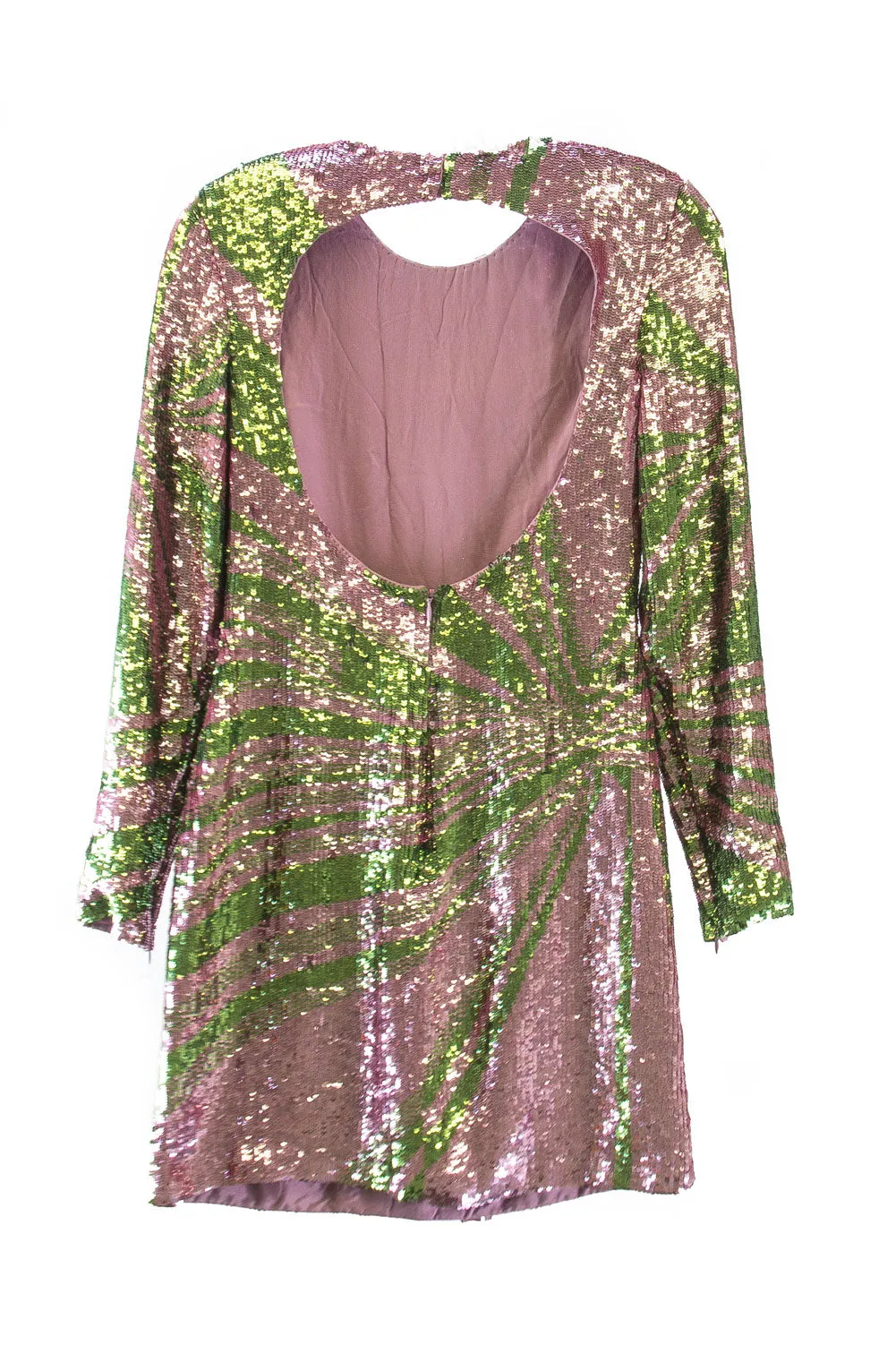 Versace Collection Women's Open Back Sequin Dress IT 40 Lilac Print