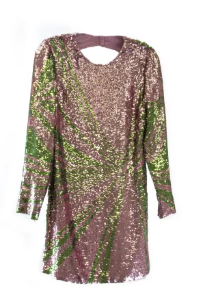 Versace Collection Women's Open Back Sequin Dress IT 40 Lilac Print