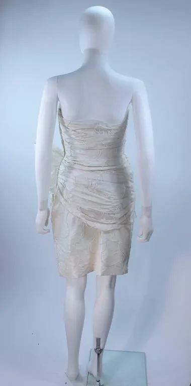 VICKY TIEL White Beaded Pearl Accent Cocktail Dress Size 4