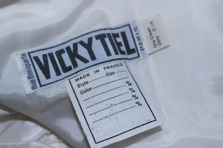 VICKY TIEL White Beaded Pearl Accent Cocktail Dress Size 4