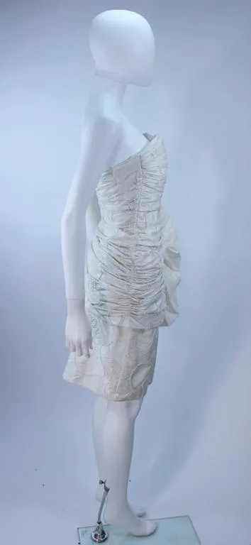 VICKY TIEL White Beaded Pearl Accent Cocktail Dress Size 4