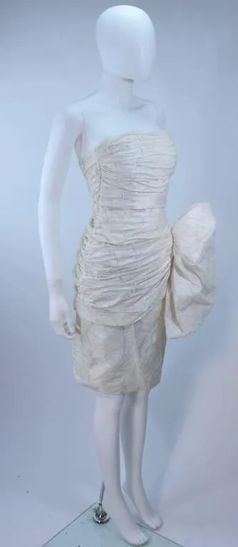 VICKY TIEL White Beaded Pearl Accent Cocktail Dress Size 4