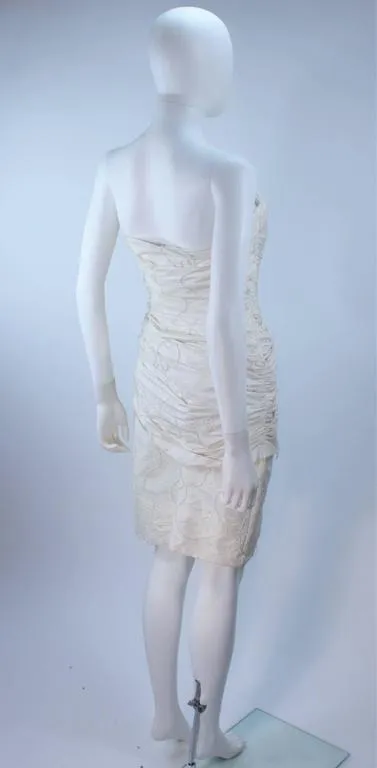 VICKY TIEL White Beaded Pearl Accent Cocktail Dress Size 4