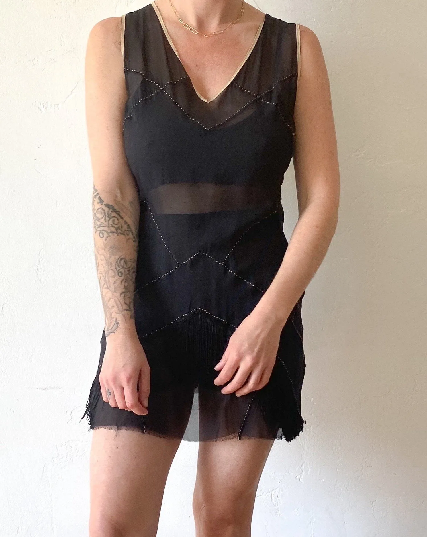 Vintage Guerriero Black Sheer Mini Dress