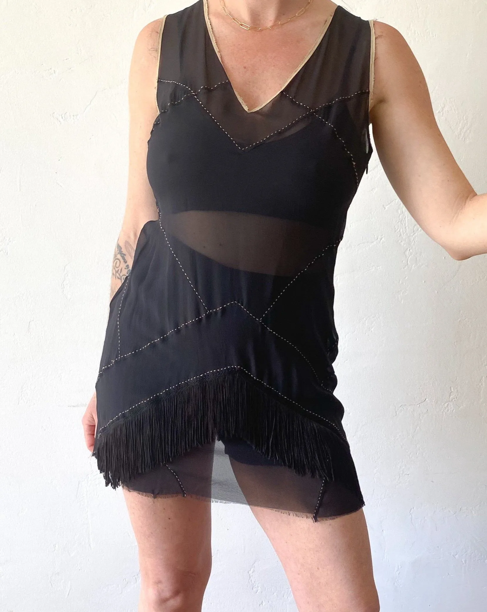 Vintage Guerriero Black Sheer Mini Dress