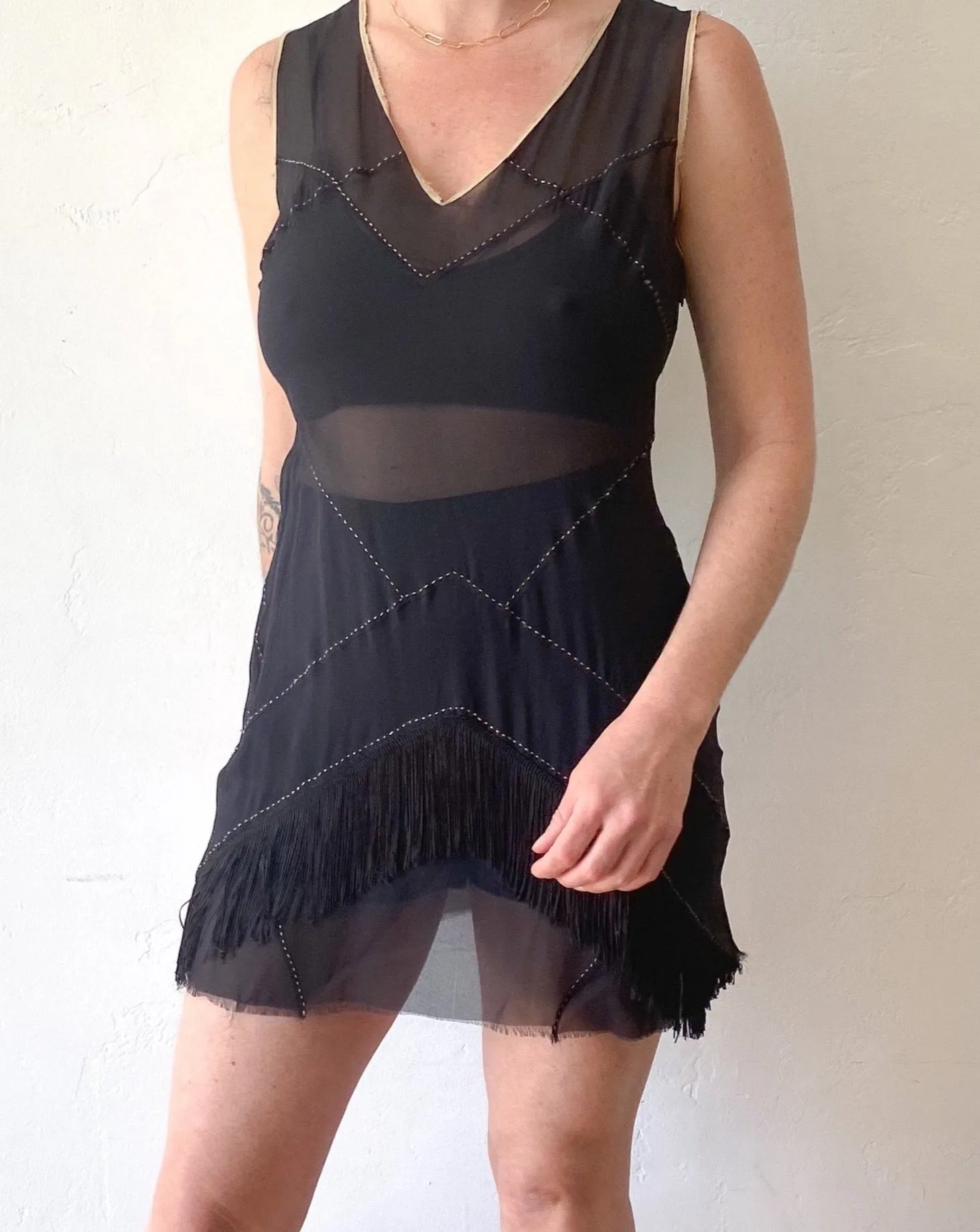 Vintage Guerriero Black Sheer Mini Dress