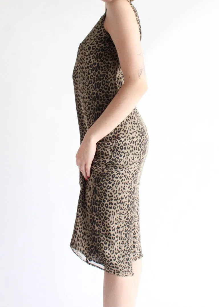 Vintage Leopard Print Dress D0584