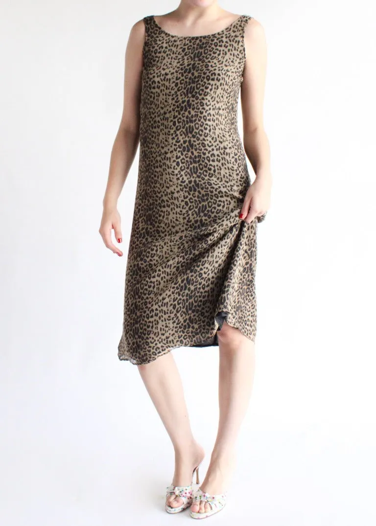 Vintage Leopard Print Dress D0584
